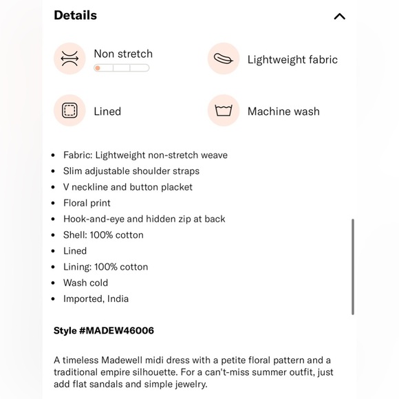 MADEWELL Alexa Ruffle Bodice Button Down Midi Dress Floral Coquette 90s Y2K Cute - Picture 10 of 14